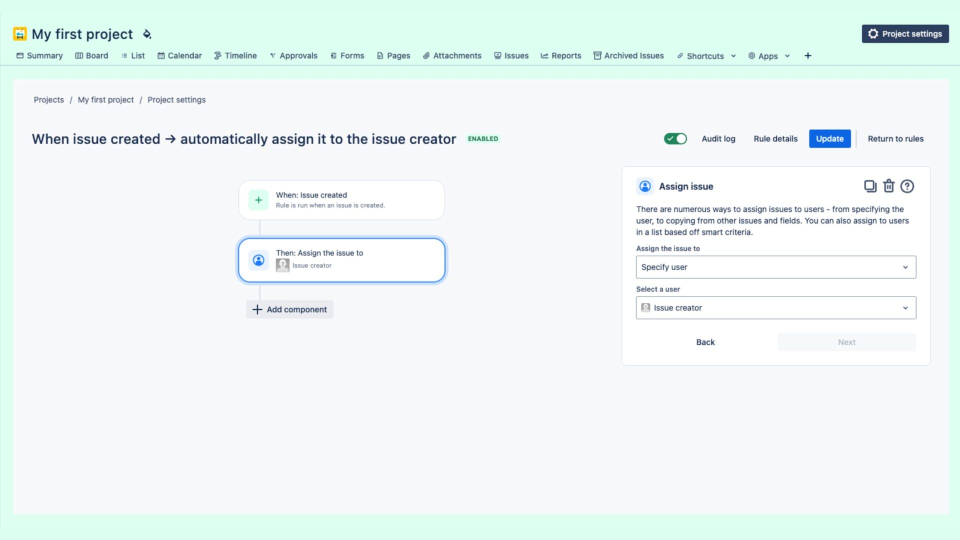 Jira automation - When issue created then automatically assign it to the issue creator